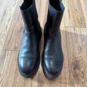 Dune Black Leather Ankle Boots
